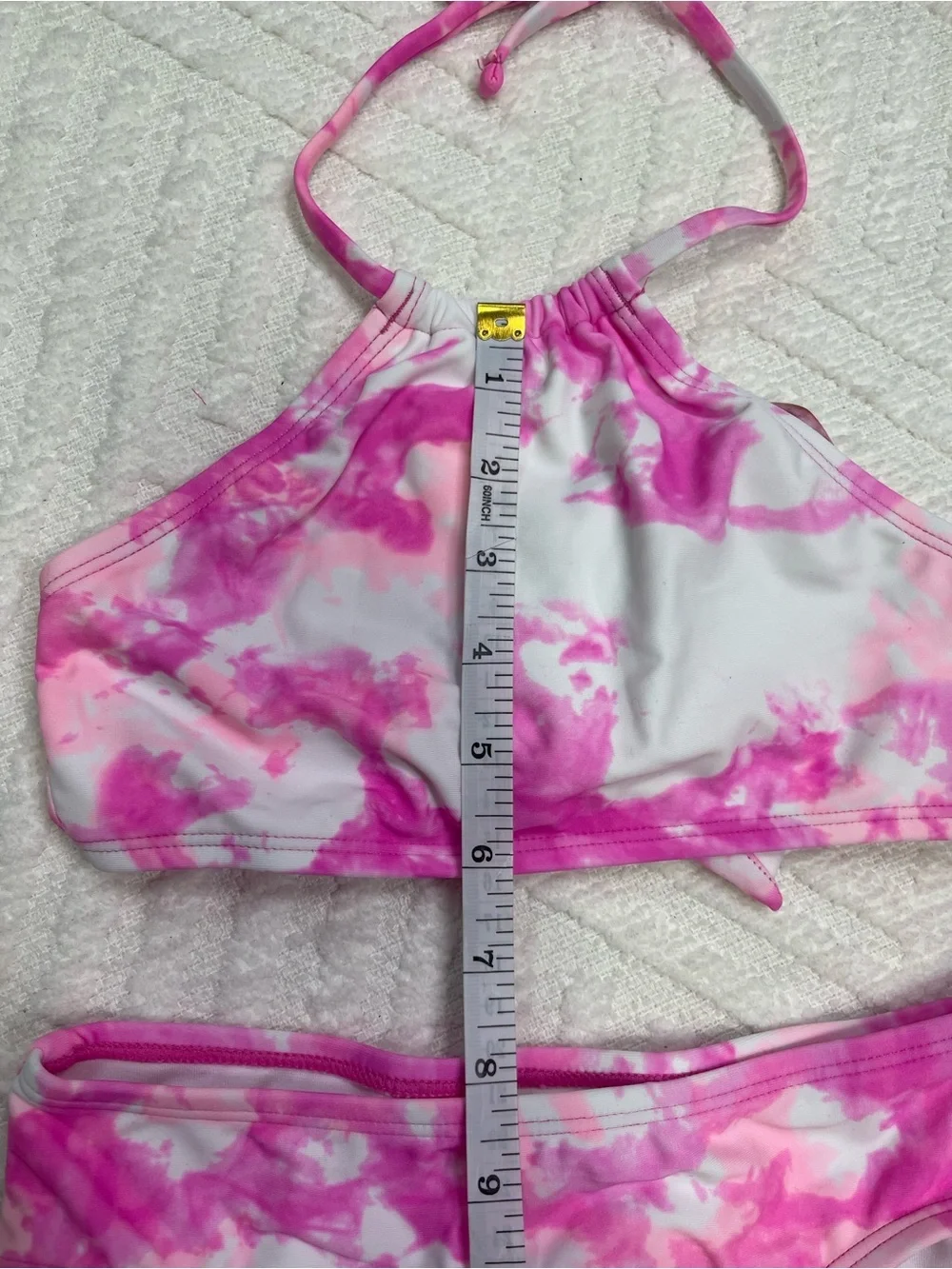 Kanu Surf Girl's Halter Pink Tie-Dye Bikini Set Size 6X
